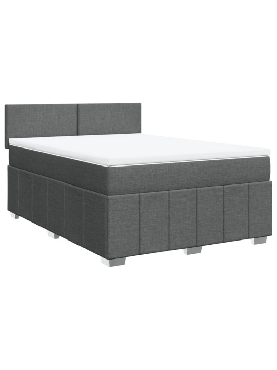 Box spring postel s matrací tmavě šedý 140 x 190 cm textil
