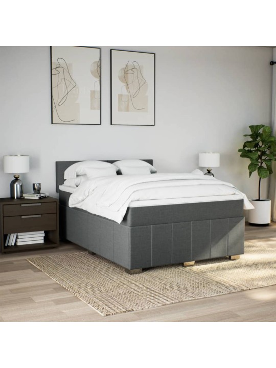 Box spring postel s matrací tmavě šedý 140 x 190 cm textil