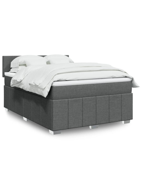 Box spring postel s matrací tmavě šedý 140 x 190 cm textil