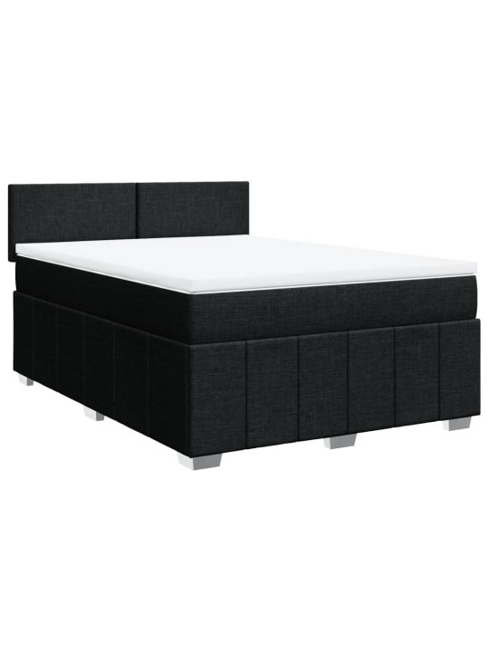 Box spring postel s matrací černá 140 x 190 cm textil