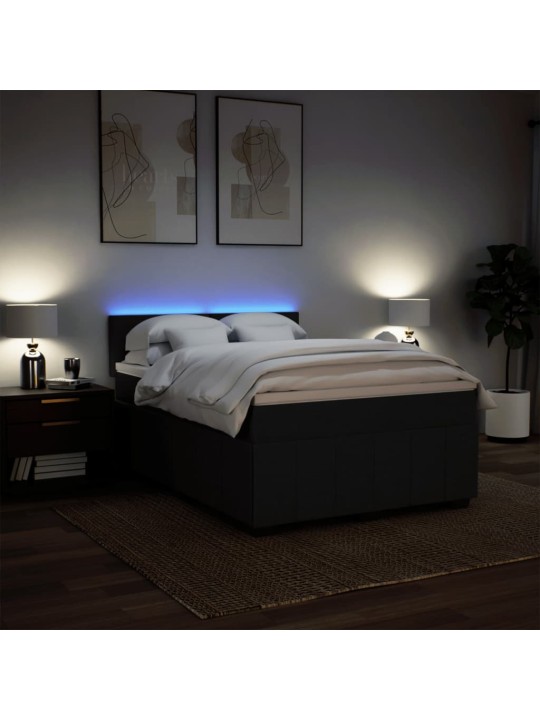 Box spring postel s matrací černá 140 x 190 cm textil