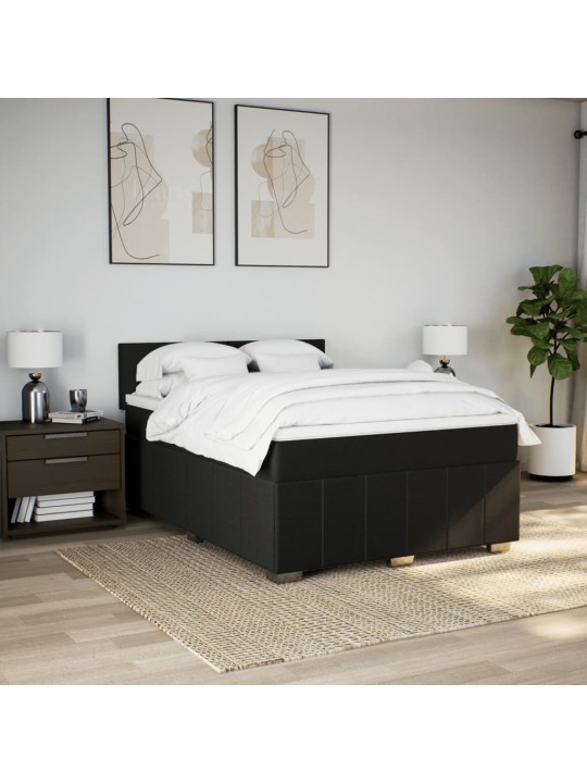 Box spring postel s matrací černá 140 x 190 cm textil