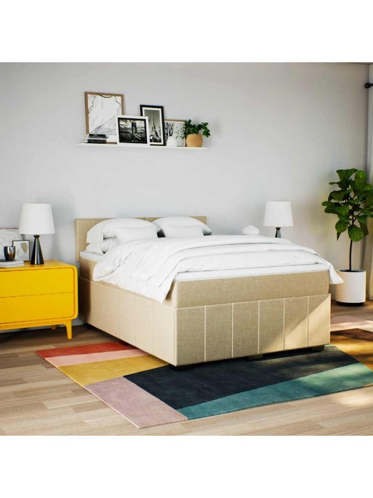 Box spring postel s matrací krémová 140x190 cm textil