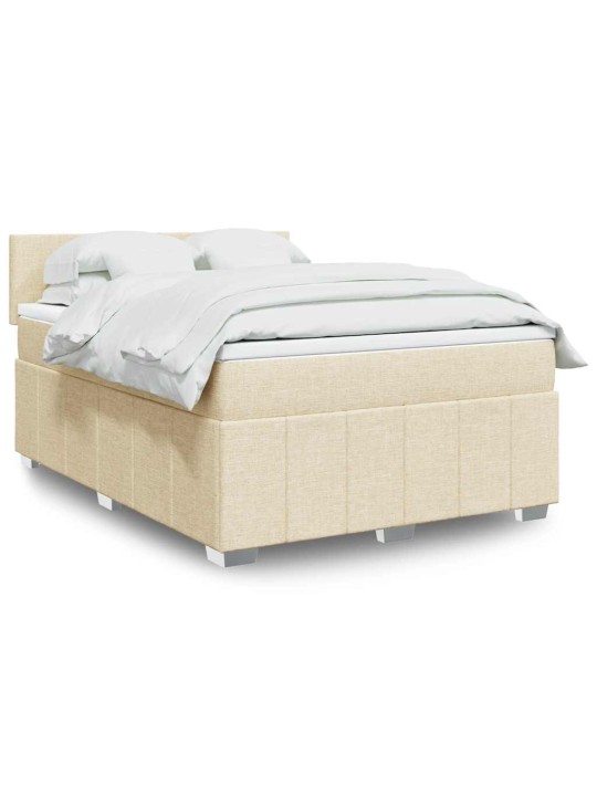 Box spring postel s matrací krémová 140x190 cm textil
