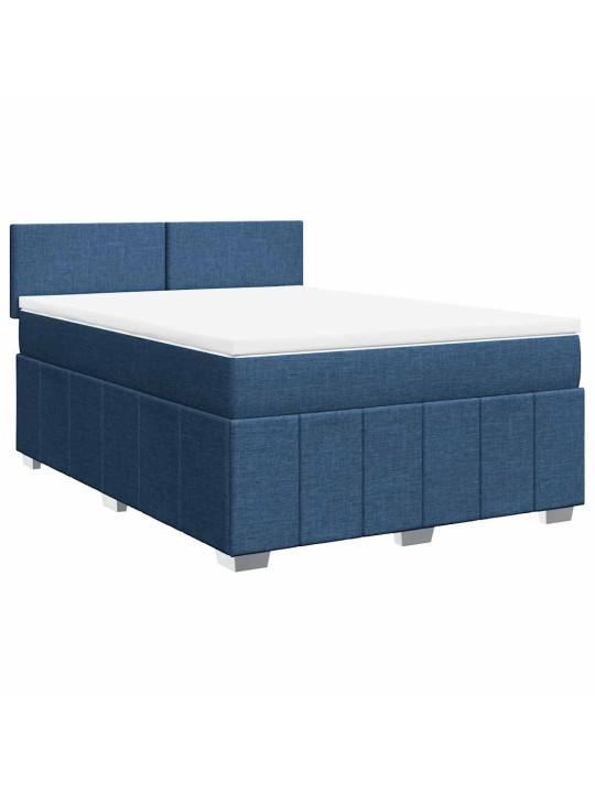 Box spring postel s matrací modrá 140x190 cm textil