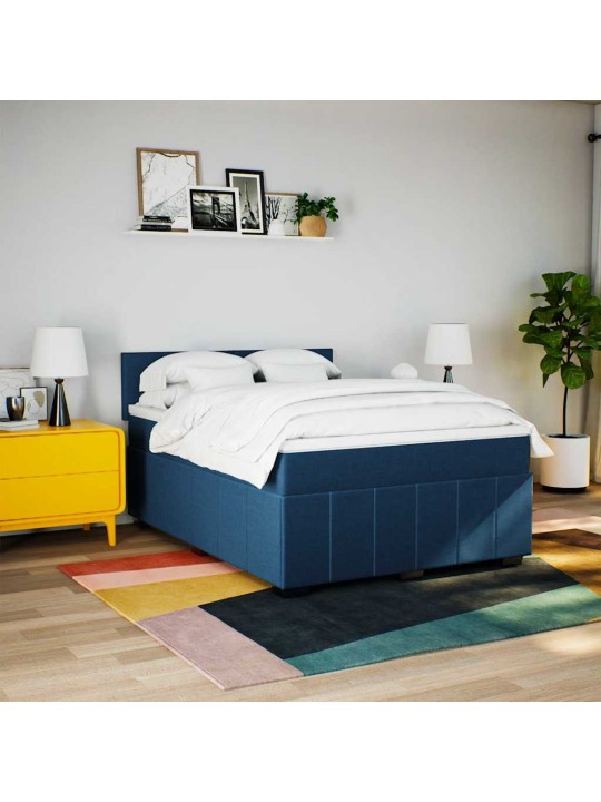 Box spring postel s matrací modrá 140x190 cm textil