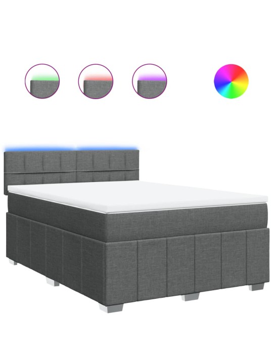 Box spring postel s matrací tmavě šedý 140 x 190 cm textil