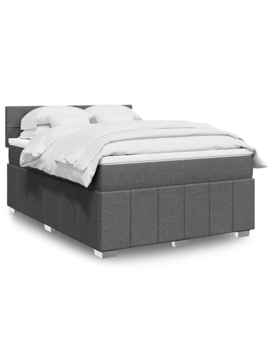 Box spring postel s matrací tmavě šedý 140 x 190 cm textil