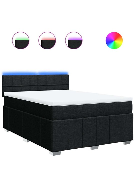 Box spring postel s matrací černá 140 x 190 cm textil