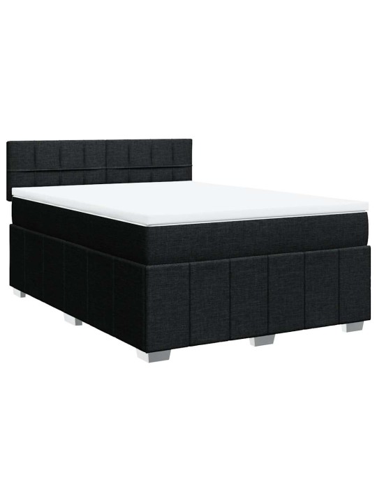 Box spring postel s matrací černá 140 x 190 cm textil
