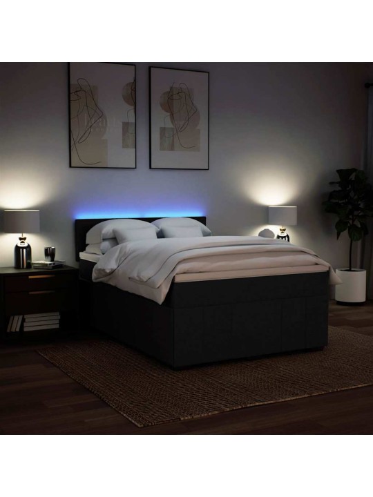 Box spring postel s matrací černá 140 x 190 cm textil
