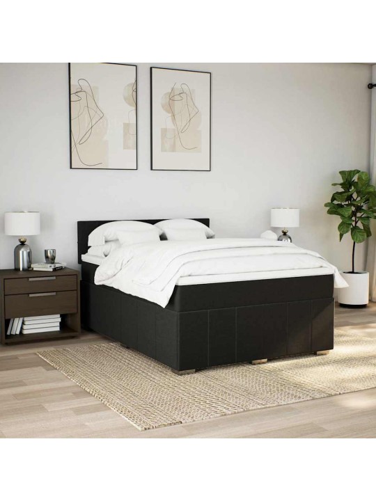 Box spring postel s matrací černá 140 x 190 cm textil