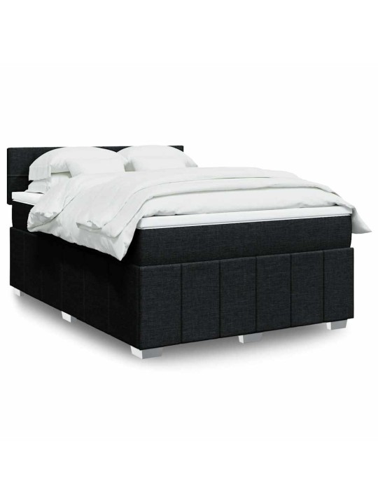 Box spring postel s matrací černá 140 x 190 cm textil