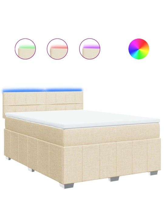 Box spring postel s matrací krémová 140x190 cm textil