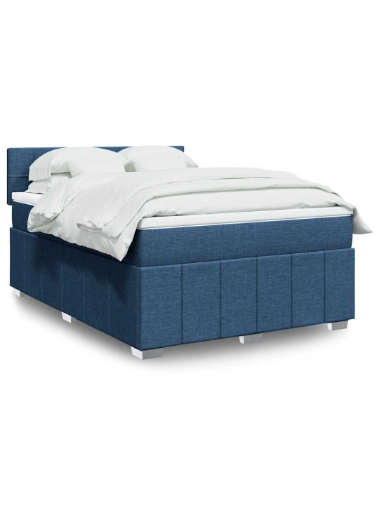 Box spring postel s matrací modrá 140x190 cm textil