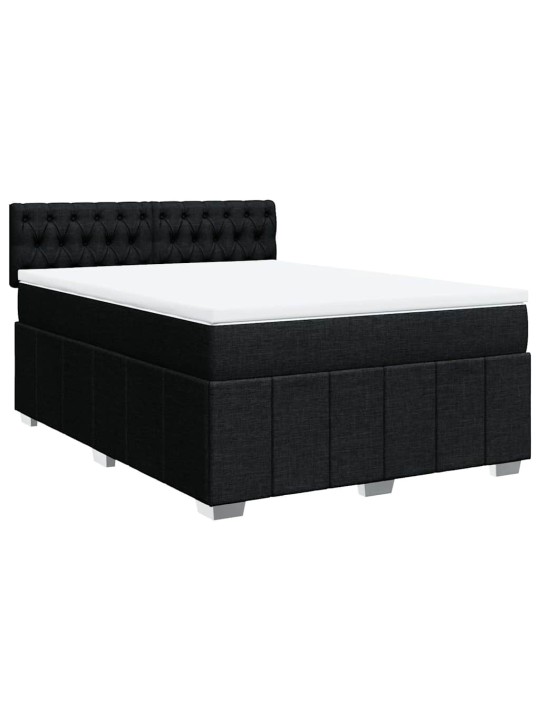 Box spring postel s matrací černá 140 x 190 cm textil