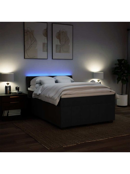 Box spring postel s matrací černá 140 x 190 cm textil