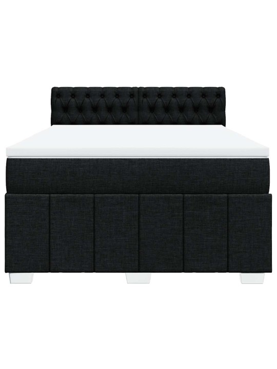 Box spring postel s matrací černá 140 x 190 cm textil