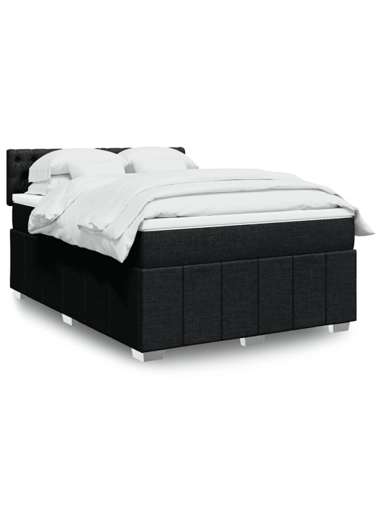 Box spring postel s matrací černá 140 x 190 cm textil