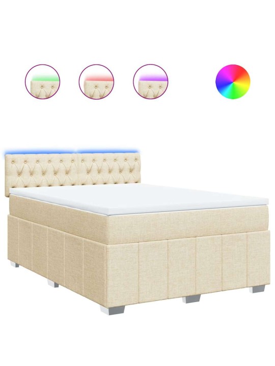 Box spring postel s matrací krémová 140x190 cm textil