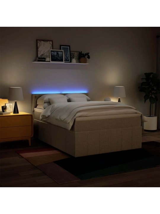 Box spring postel s matrací krémová 140x190 cm textil