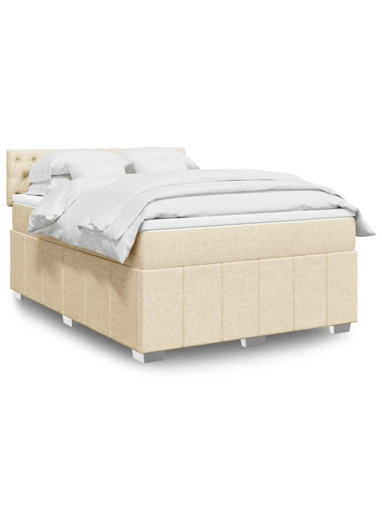 Box spring postel s matrací krémová 140x190 cm textil