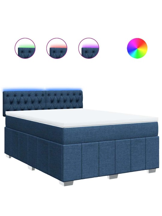 Box spring postel s matrací modrá 140x190 cm textil