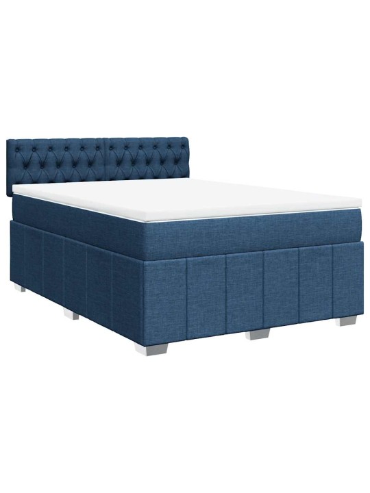 Box spring postel s matrací modrá 140x190 cm textil