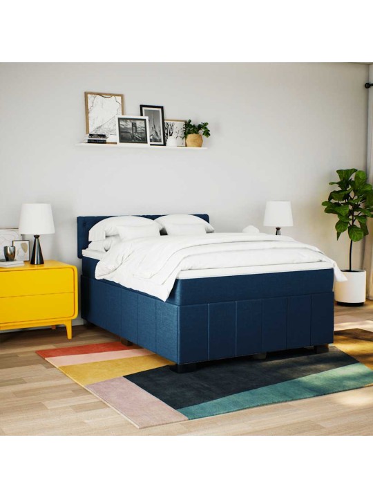 Box spring postel s matrací modrá 140x190 cm textil