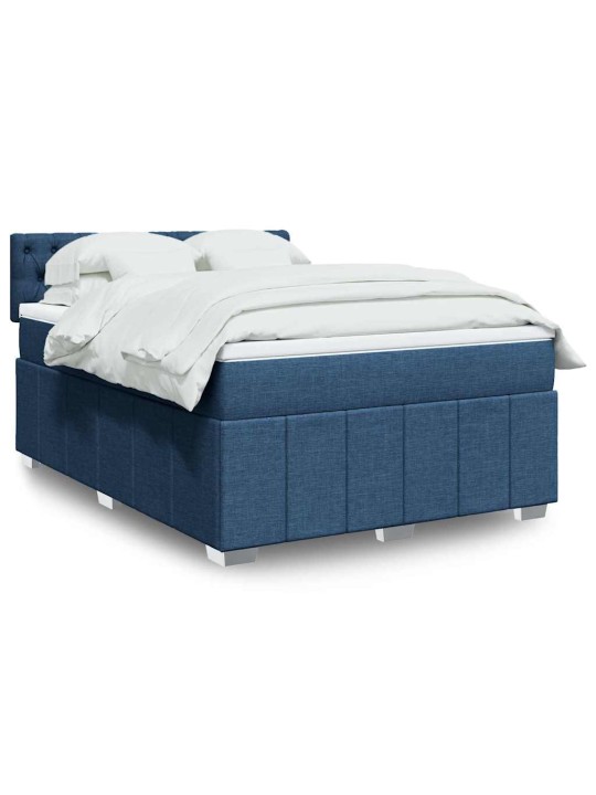 Box spring postel s matrací modrá 140x190 cm textil