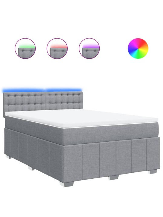 Box spring postel s matrací světle šedá 140 x 190 cm textil