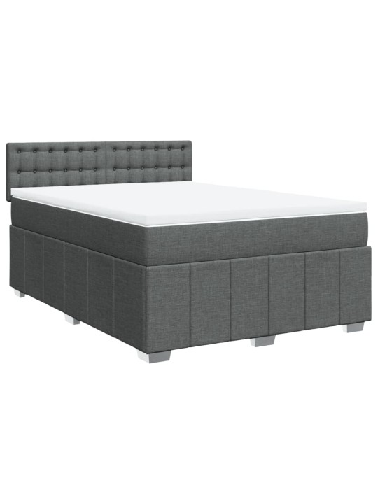 Box spring postel s matrací tmavě šedý 140 x 190 cm textil