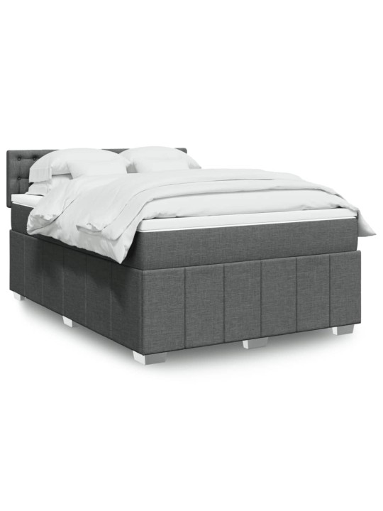 Box spring postel s matrací tmavě šedý 140 x 190 cm textil