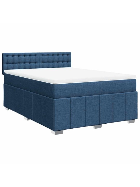 Box spring postel s matrací modrá 140x190 cm textil