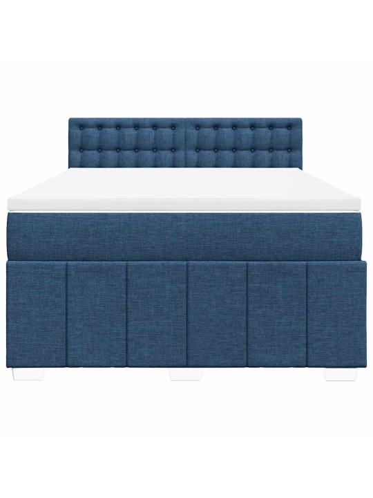 Box spring postel s matrací modrá 140x190 cm textil