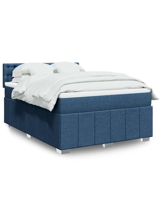 Box spring postel s matrací modrá 140x190 cm textil