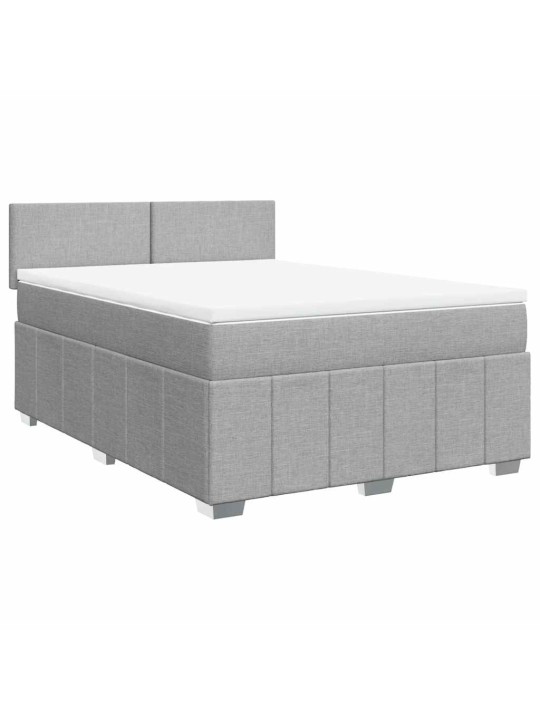 Box spring postel s matrací světle šedá 140 x 200 cm textil