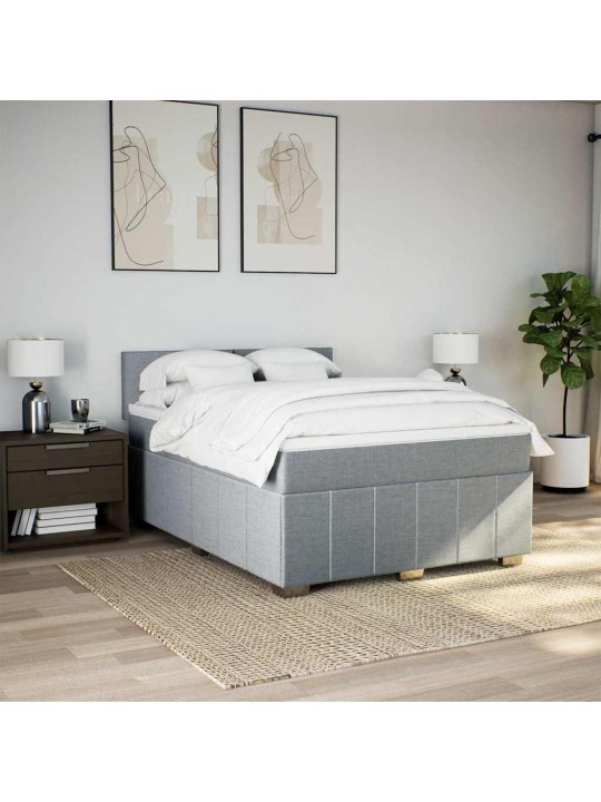 Box spring postel s matrací světle šedá 140 x 200 cm textil