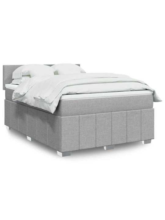 Box spring postel s matrací světle šedá 140 x 200 cm textil