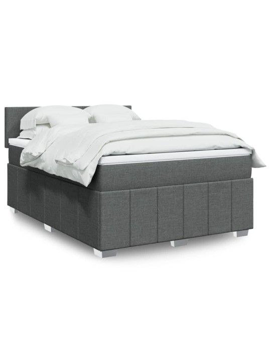 Box spring postel s matrací tmavě šedá 140x200 cm textil