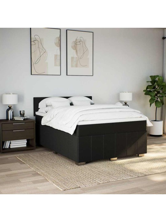 Box spring postel s matrací černá 140x200 cm textil