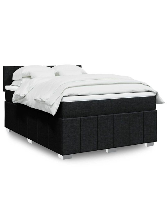 Box spring postel s matrací černá 140x200 cm textil