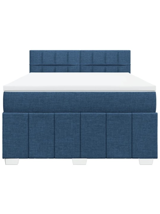 Box spring postel s matrací modrá 140x200 cm textil