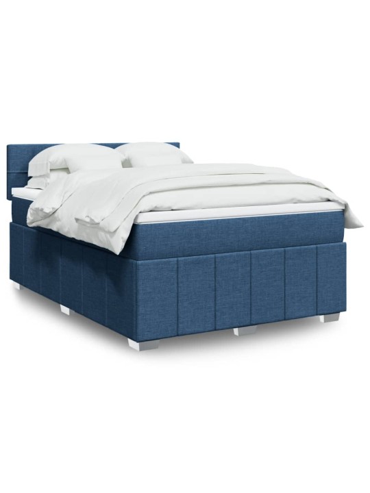 Box spring postel s matrací modrá 140x200 cm textil