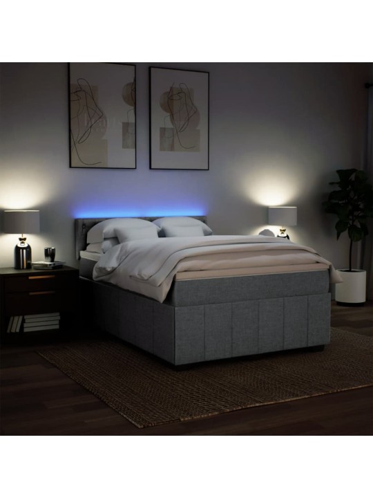 Box spring postel s matrací světle šedá 140 x 200 cm textil