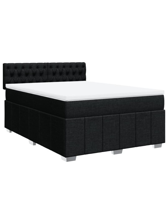 Box spring postel s matrací černá 140x200 cm textil