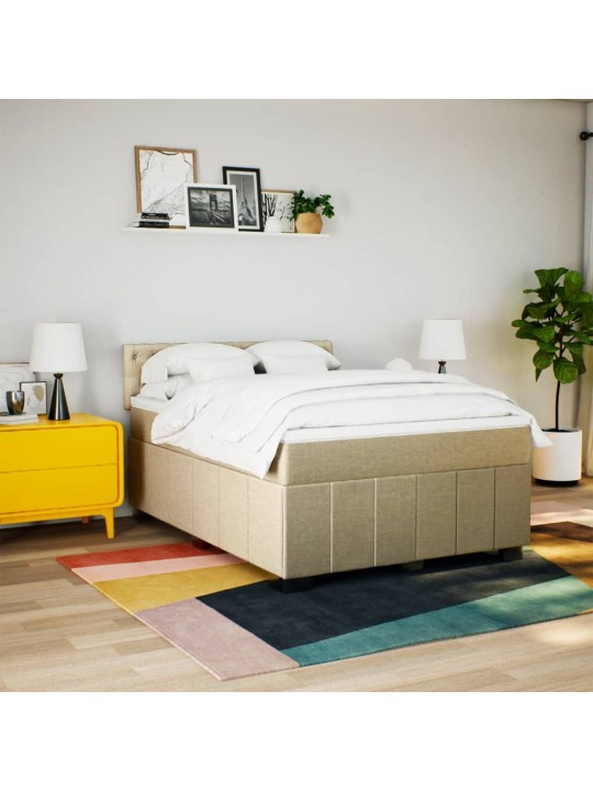 Box spring postel s matrací krémová 140x200 cm textil