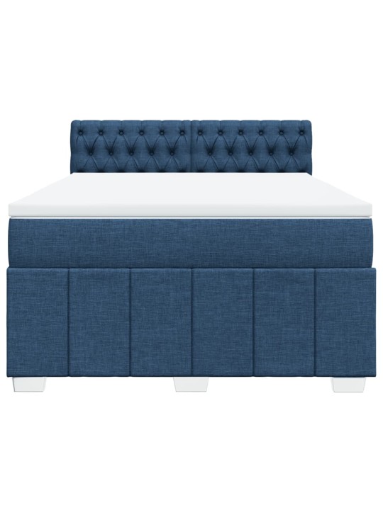 Box spring postel s matrací modrá 140x200 cm textil