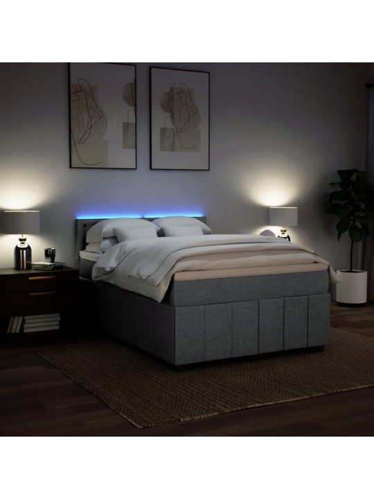 Box spring postel s matrací světle šedá 140 x 200 cm textil