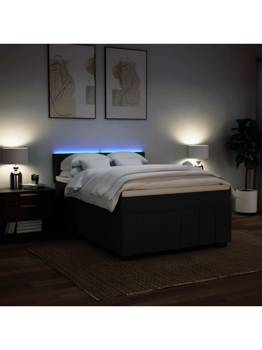 Box spring postel s matrací černá 140x200 cm textil